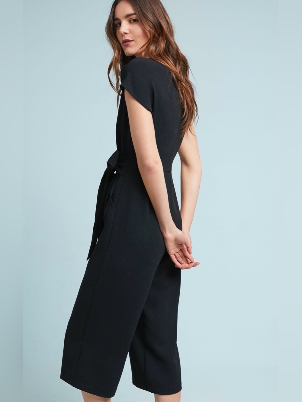ANTHROPOLOGIE Ett:twa Sedona Jumpsuit Black Cropped Wide Leg Size XS - Picture 3 of 11